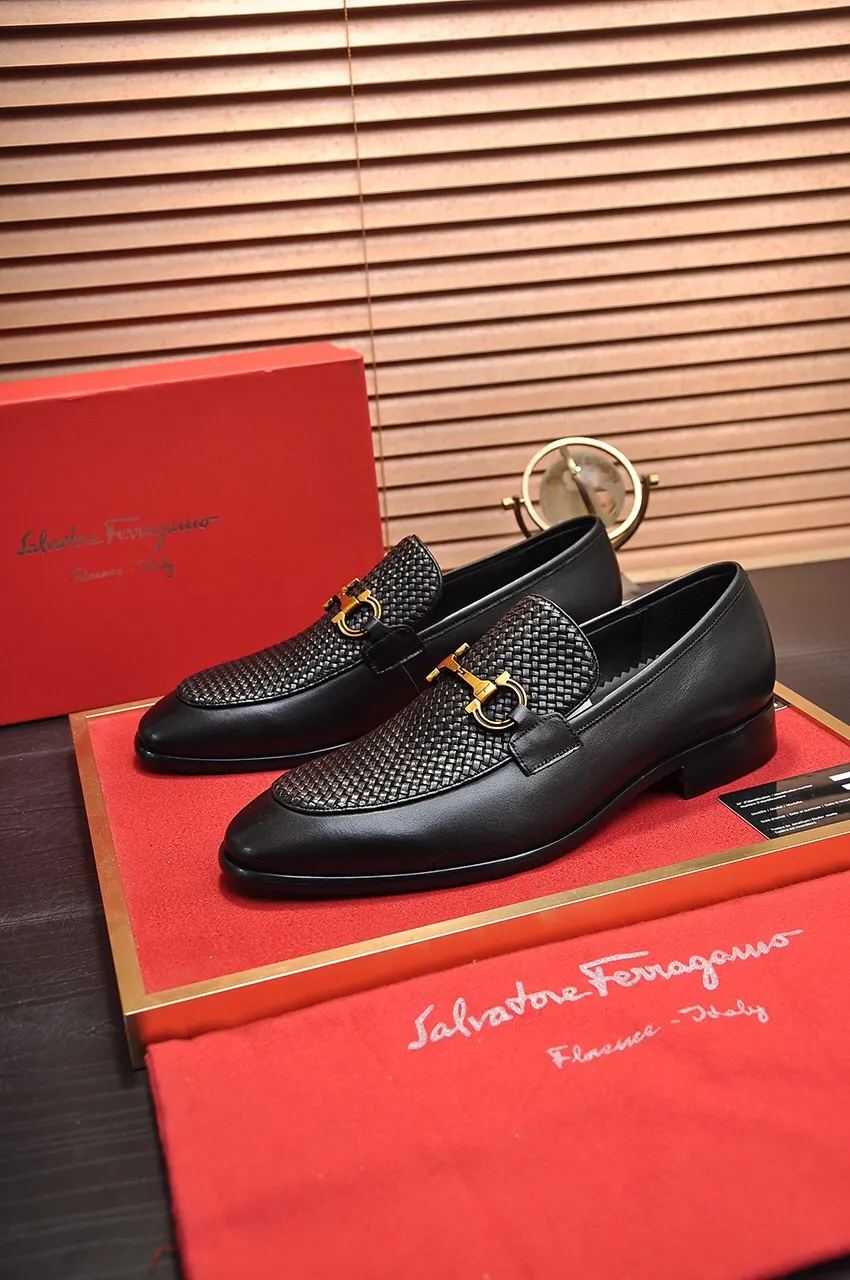 Men's shoes 💰560💶[Ferragamo/Ferragamo] The latest model in the counter. Original imported high-quality cowhide with open sides + imported 🐂 cowhide lining, original luxury metal buckle + original combination outsole. Comparative and stress-free 38--45 (customized for 45)